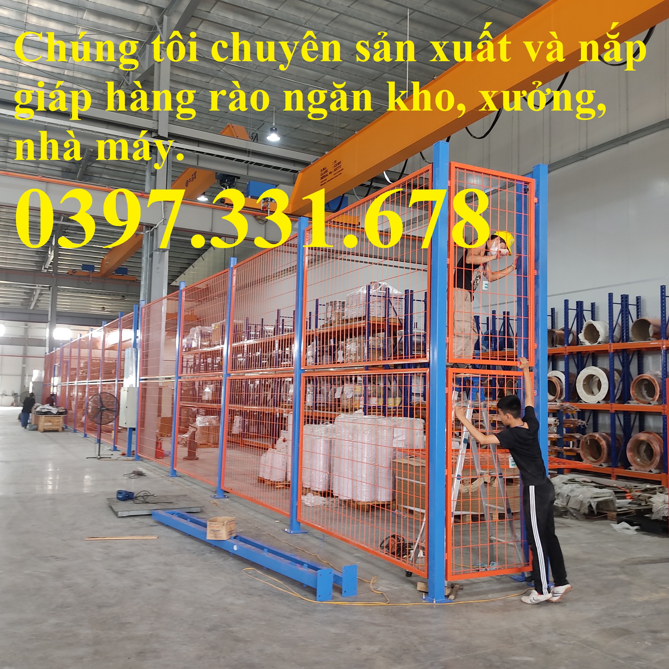 Hàng rào lưới thép làm vách ngăn kho