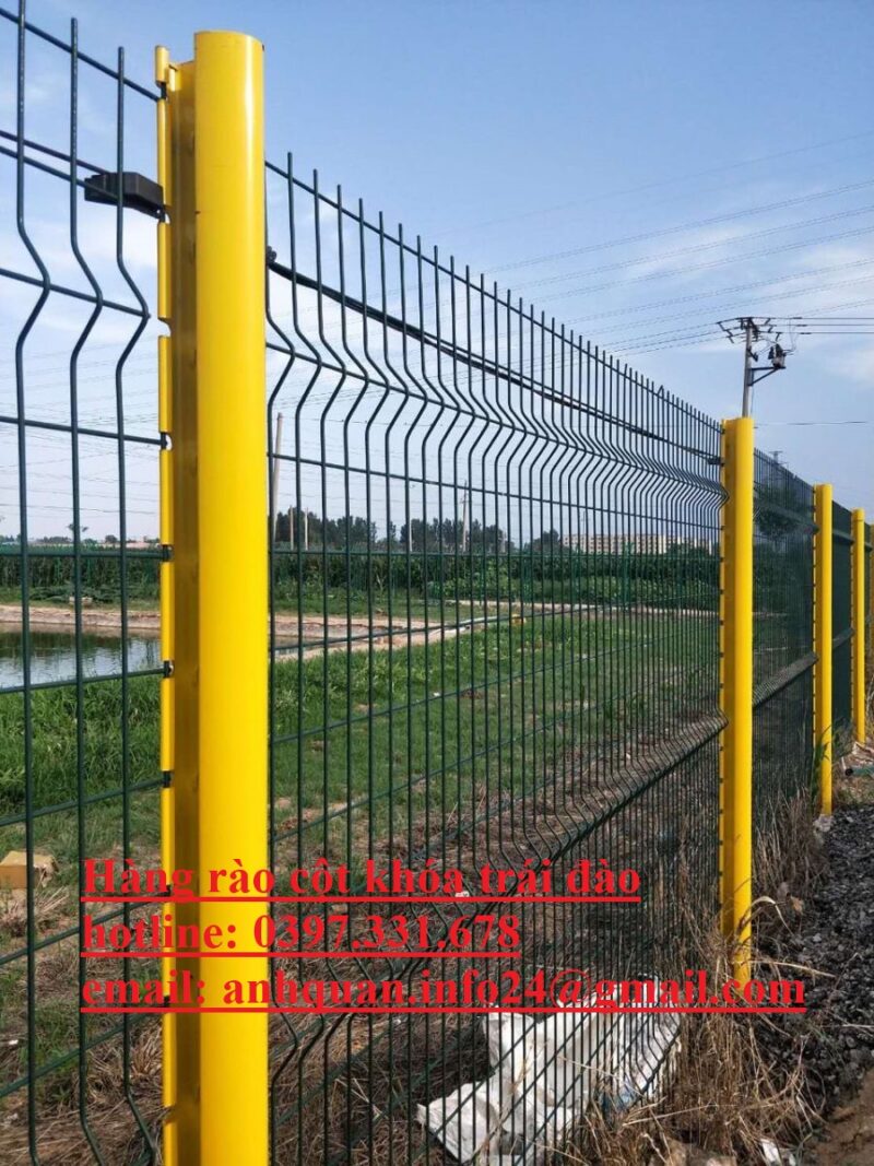 Hàng rào lưới thép cột trái đào; Hàng rào cột khóa thông minh