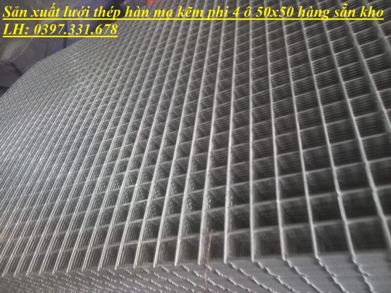 Lưới thép hàn phi 4 ô 50x50 dạng tấm hàng sẵn kho